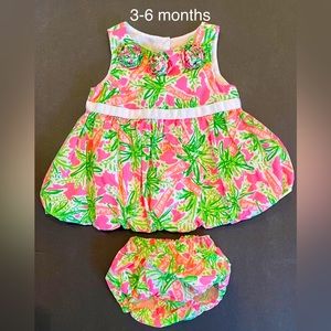 Lilly Pulitzer Pink and Green Floral Kids Dress